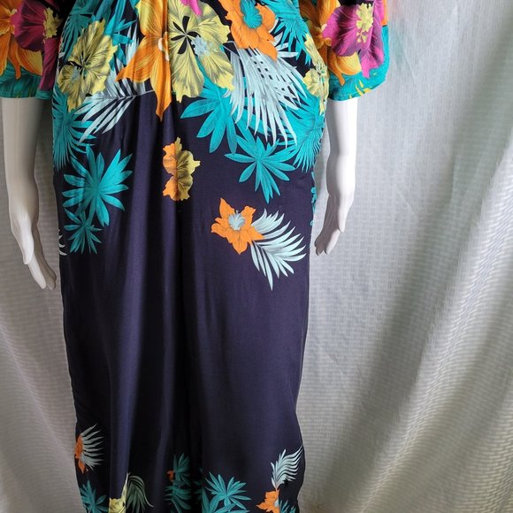 Fashion Nova Floral Jumpsuit, Color: Navy with Tropical print, Size: 2X, - Picture 7 of 13